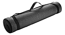 Mind Reader PVC Yoga Mat, 1/4"H x 24"W x 68"D, Black 1 thumbnail image