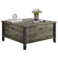 Bestier Farmhouse Wood Square Coffee Table With Large Hidden Storage, 18-11/16"H x 35-7/16"W x 35-7/16"D, Dark Gray