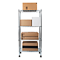 Mind Reader Alloy Collection Metal Adjustable 4-Tier Industrial Storage Shelves with Wheels, 49-1/2"H x 13-1/2"W x 23-1/4"L, Silver