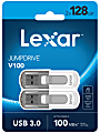 Lexar® JumpDrive V100 USB 3.0 Flash Drives, 128GB, Gray, Pack Of 2 Flash Drives