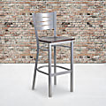 Flash Furniture Metal/Wood Restaurant Barstool With Slat Back, Walnut/Silver 1 thumbnail image