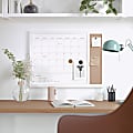 Martha Stewart Everette Magnetic Dry-Erase Monthly Calendar And Cork Board Combo, 18" x 24", White Woodgrain 1 thumbnail image