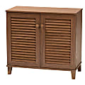 Baxton Studio Coolidge Finished 4-Shelf Wood Shoe Storage Cabinet, Walnut
