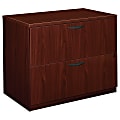 basyx by HON® 35-1/2"W Lateral 2-Drawer File Cabinet, Metal, Mahogany
