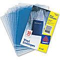 Avery® Vinyl File Envelopes, Passport Holder, Holds Up To 30 Sheets, 4" x 6", Clear, 10 Vinyl Envelopes