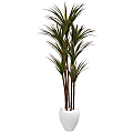 Nearly Natural Giant Yucca Tree 70”H Artificial Plant With Planter, 70”H x 27”W x 23”D, Green/White