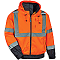 Ergodyne GloWear® 8379 Type R Class 3 High-Visibility Fleece-Lined Thermal Bomber Jacket, Small, Orange