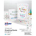 Avery® Half-Fold Textured Printable Greeting Cards, 5.5" x 8.5", White, 30 Blank Cards With Envelopes