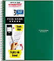 Five Star® Wirebound Notebook Plus Study App, 8-1/2” x 11”, 3 Subject, College Ruled, 150 Sheets, Forest Green