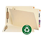 Smead® End-Tab Fastener Folder, 2 Fasteners, Legal Size, 100% Recycled, Manila, Box of 50