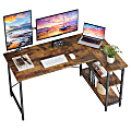 Bestier L-Shaped Corner Desk With Storage Shelf, 56"W, Rustic Brown 1 thumbnail image