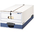 Bankers Box® Stor/File™ FastFold® Medium-Duty Storage Boxes With Locking Lift-Off Lids And Built-In Handles, Legal Size, 24“D x 15" x 10", 60% Recycled, White/Blue, Case Of 4