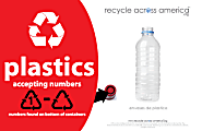 Recycle Across America Plastics With Number Standardized Recycling Label, PLASS#-5585, 5 1/2" x 8 1/2", Red