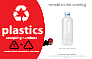 Recycle Across America Plastics With Number Standardized Recycling Label, PLASS#-5585, 5 1/2" x 8 1/2", Red 1 thumbnail image