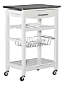 Linon Claus Wood Kitchen Cart, With Shelf, 33-15/16"H x 22-15/16"W x 15-3/4"D, White