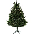 Fraser Hill Farm 6 1/2' Flocked Snowy Pine Christmas Tree With Multi-Color LED String Lights