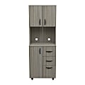 Inval Storage Cabinet With Microwave Stand, 66-1/8”H x 24”W x 15-7/16”D, Smoke Oak