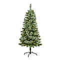 Nearly Natural Wisconsin Pine 60”H Slim Artificial Christmas Tree With Bendable Branches, 60”H x 28”W x 28”D, Green