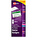 Avery® Customizable Name Badges With Pins, Rectangle, 74652, 2.25" x 3.5", White, 24 Pin Badge Holders And Printable Name Tag Inserts 1 thumbnail image