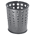 Safco® Round Steel Wastebasket, 6 Gallons, Black Speckled