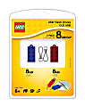 PNY USB 2.0 LEGO® USB Drive, 8GB, Assorted Colors, Pack Of 2