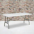 Flash Furniture Bi-Fold Plastic Folding Table, 29”H x 30”W x 72”D, Granite White