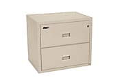 FireKing® Turtle 31-1/8"W Lateral 2-Drawer Insulated Fireproof File Cabinet, Metal, Parchment, White Glove Delivery