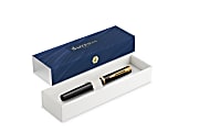 Waterman Impression Black Fountain Pen Gold-Tone Trim Medium Nib, Blue Ink 1 thumbnail image