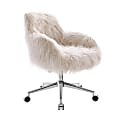 Linon Aria Faux Fur Mid-Back Home Office Chair, Pink/Chrome