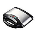 MegaChef Electric Nonstick Panini Press Grill And Sandwich Maker, 3-1/2”H x 9-3/16”W x 8-1/2”D, Silver/Black 1 thumbnail image