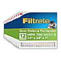 Filtrete™ 24 x 24 x 1 Air Filter, 12 HVAC Filters, MPR 700, Merv 8, Dust, Pollen & Pet Dander, 3 Month Pleated 1 Inch Electrostatic Air Filters 1 thumbnail image