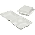 SKILCRAFT 3-Compartment Hinged Lid Tray - Microwave Safe - White - Wood Pulp Body - 200 / Carton - TAA Compliant