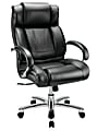 WorkPro® 15000 Big & Tall Bonded Leather High-Back Chair, Black/Silver