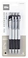 Office Depot® Brand Advanced Ink Retractable Ballpoint Pens, Needle Point, 0.7 mm, Silver Barrel, Black Ink, Pack Of 4 1 thumbnail image