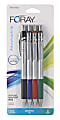 FORAY® Advanced Ink Retractable Ballpoint Pens, Bold Point, 1.2 mm, Silver Barrel, Assorted Ink Colors, Pack Of 4 1 thumbnail image