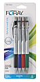 FORAY® Advanced Ink Retractable Ballpoint Pens, Needle Point, 0.7 mm, Silver Barrel, Assorted Ink Colors, Pack Of 4