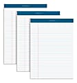 TOPS™ Docket® Perforated Writing Pads, 8 1/2" x 11 3/4", Legal Ruled, 50 Sheets, White, Pack Of 3 Pads