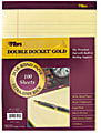 TOPS™ Double Docket™ Gold Perforated Writing Pads, 8 1/2" x 11 3/4", Legal Ruled, 200 Pages (100 Sheets), Canary, Pack Of 2