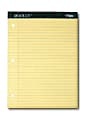 TOPS™ Docket™ Perforated Writing Tablets, 3-Hole Punched, 8 1/2" x 11", Legal Ruled, 100 Pages (50 Sheets), Canary, Pack Of 12