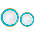 Amscan Round Hot-Stamped Plastic Bordered Plates, Caribbean Blue, Pack Of 20 Plates 1 thumbnail image