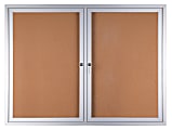 WorkPro® Enclosed Double-Door Cork Bulletin Board, 36" x 48", Aluminum Frame With Silver Finish