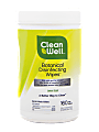 CleanWell Botanical Disinfecting Wipes, Lemon Scent, 160 Sheets Per Canister, Case of 6 Canisters