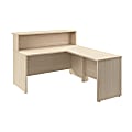 Bush Business Furniture Arrive 60"W L Shaped Reception Desk with Shelf, Natural Elm, Standard Delivery 1 thumbnail image