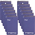 Mead Wirebound Memo Book - 60 Sheets - 120 Pages - Wire Bound - College Ruled - 3" x 5" - White Paper - Assorted Cover - Cardboard Cover - Stiff-back, Hole-punched - 12 / Pack