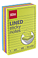 Office Depot® Brand Lined Sticky Notes, 4" x 6", Assorted Vivid Colors, 100 Sheets Per Pad, Pack Of 4 Pads