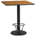 Flash Furniture Square Laminate Table Top With Round Bar Height Table Base And Foot Ring, 43-3/16”H x 36”W x 36”D, Natural 1 thumbnail image