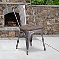 Flash Furniture Stackable Chair With Wood Seat, Brown Seat/Clear Frame