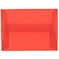 JAM Paper® Translucent Envelopes, #4 Bar (A1), Gummed Seal, Primary Red, Pack Of 25