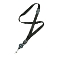SKILCRAFT® Neck Lanyard With Retractable ID Card Reel, Black, Pack Of 12 (AbilityOne 8455-01-613-0199)