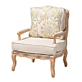 Baxton Studio Andre Traditional Fabric/Finished Wood Accent Chair, French Quilted/Whitewash